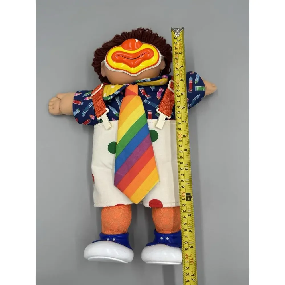 Vintage Cabbage Patch Circus Clown Doll Rainbow Tie & Crayon Shirt Brown Hair